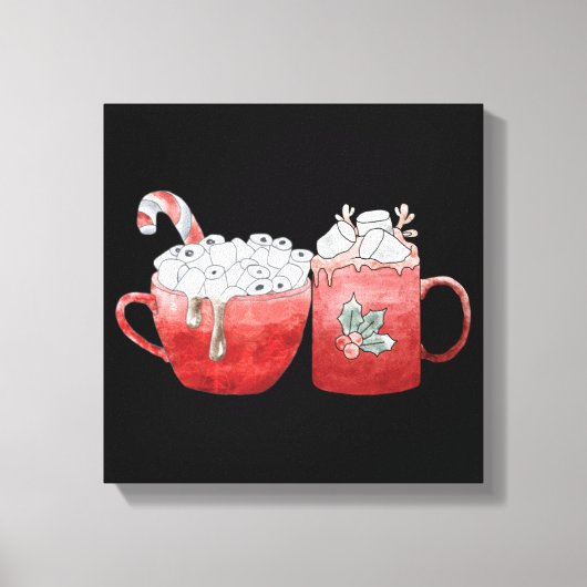 Feestelijke Kerstmutsen met Marshmallows Canvas Afdruk (Voorkant)