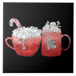 Feestelijke Kerstmutsen met Marshmallows Tegeltje