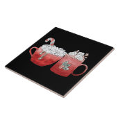 Feestelijke Kerstmutsen met Marshmallows Tegeltje (Zijkant)
