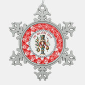 Feestelijke Kerstnotenkraker 2 Rode Diamanten Lijs Tin Sneeuwvlok Ornament (Voorkant)