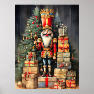 Feestelijke kerstnotenkraker schildervakantie poster