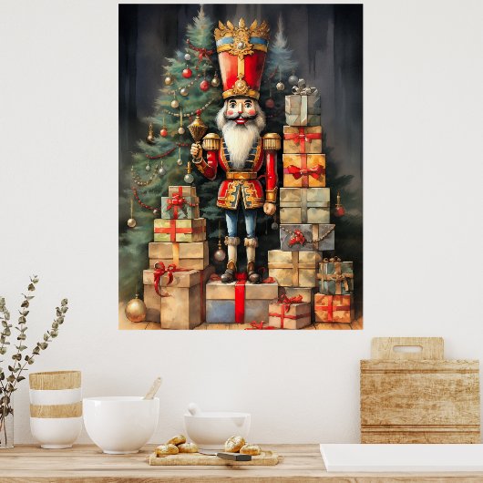 Feestelijke kerstnotenkraker schildervakantie poster (Keuken)