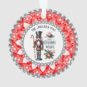 Feestelijke Kerstnotenkrakers Red Diamonds Lijst Ornament (achterkant)