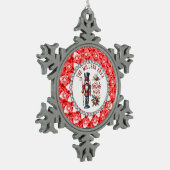 Feestelijke Kerstnotenkrakers Red Diamonds Lijst Tin Sneeuwvlok Ornament (Links)