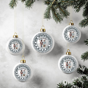 Feestelijke Kerstnotenkrakers White Diamonds Lijst Keramische Bal Ornament