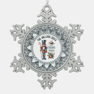 Feestelijke Kerstnotenkrakers White Diamonds Lijst Tin Sneeuwvlok Ornament