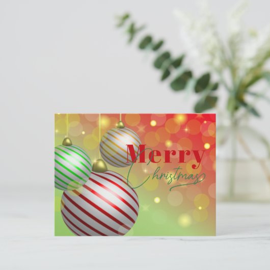 Feestelijke kerstornamenten Twinkling Gold Lights Feestdagenkaart (Staand voorkant)