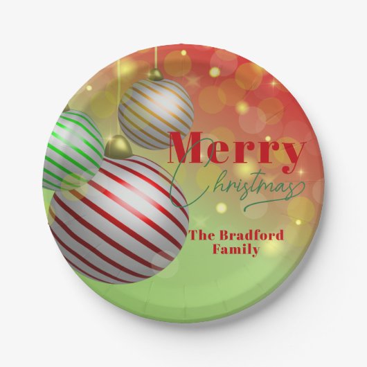 Feestelijke kerstornamenten Twinkling Gold Lights Papieren Bordje (Voorkant)