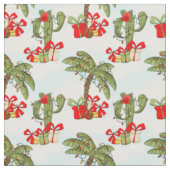 Feestelijke kerstpalmbomen cactus patroon stof (Close Up)