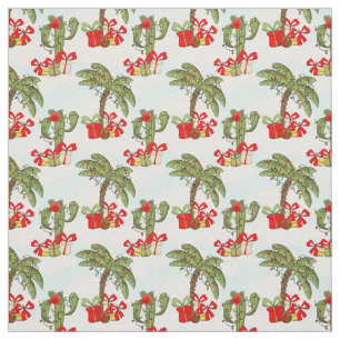 Feestelijke kerstpalmbomen cactus patroon stof