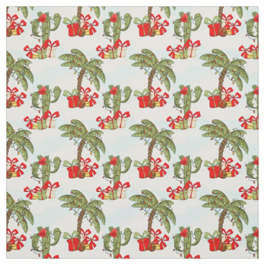 Feestelijke kerstpalmbomen cactus patroon stof (Swatch)