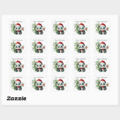 Feestelijke kerstpanda tekst toevoegen vierkante sticker (Vel)
