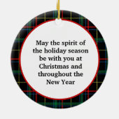 feestelijke kerstpannen met grote adem en groet keramisch ornament (Achterkant)