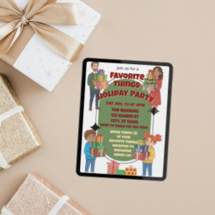 Feestelijke Kerstparty, cadeau uitwisseling Kaart