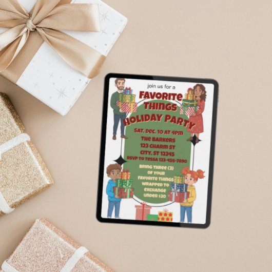 Feestelijke Kerstparty, cadeau uitwisseling Kaart
