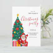 Feestelijke Kerstparty Uitnodiging met Sinterklaas (Staand voorkant)