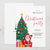 Feestelijke Kerstparty Uitnodiging met Sinterklaas (Voorkant / Achterkant)