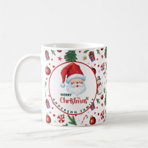 Feestelijke kerstpatroon familienaam Vrolijk Kerst Koffiemok