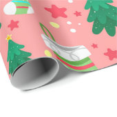 Feestelijke Kerstpatroon van Sterren Kousen Bomen Cadeaupapier (Rol Hoek)