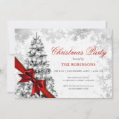 Feestelijke kerstpijnboom, zilver & rood lint kaart (Voorkant)