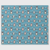 feestelijke kerstpinguïn met gepantserde liefhebbe cadeaupapier (Vlak)