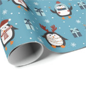 feestelijke kerstpinguïn met gepantserde liefhebbe cadeaupapier (Rol Hoek)