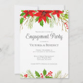 Feestelijke kerstpoinsettia verlovingsfeest kaart (Voorkant)