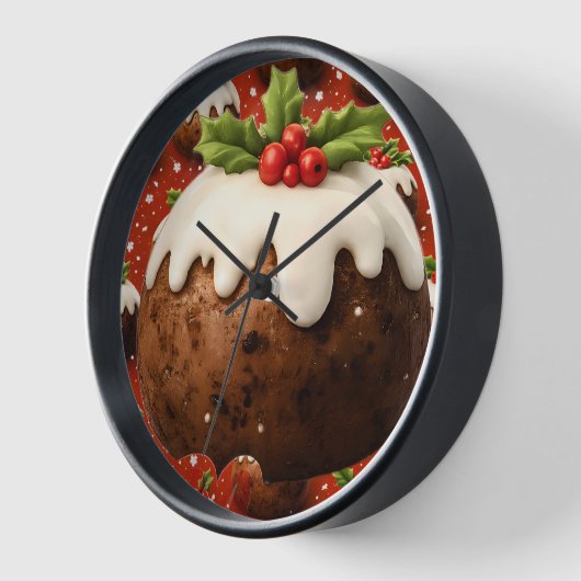 Feestelijke kerstpudding ronde wandklok (Hoek)