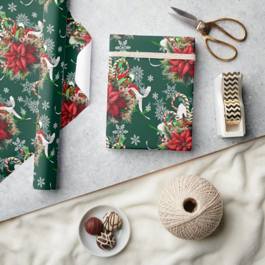 Feestelijke Kerstpunsettia Bloemen Cadeaupapier (Crafts)