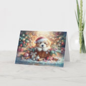 Feestelijke Kerstpuppy Christelijk Bijbelvers Feestdagen Kaart (Voorkant)