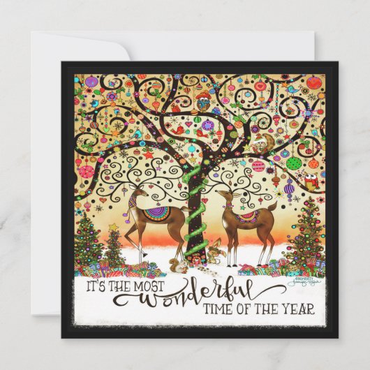 Feestelijke Kerstrendier Prachtige Tijd Quote Feestdagenkaart (Voorkant)