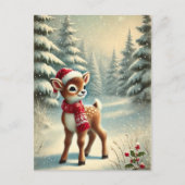Feestelijke Kerstrendieren in Snowy Forest Feestdagenkaart (Voorkant)
