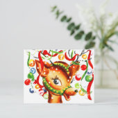 feestelijke kerstrenrendierster feestdagenkaart (Staand voorkant)