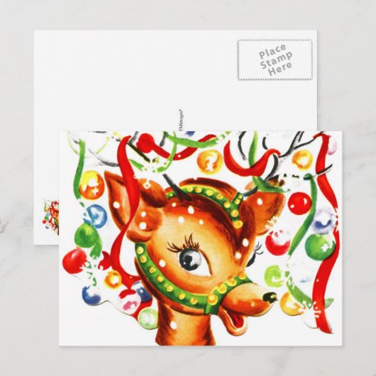 feestelijke kerstrenrendierster feestdagenkaart (Voorkant / Achterkant)