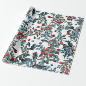  feestelijke kerstrode en blauwe bessen cadeaupapier (Uitgerold)