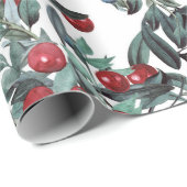  feestelijke kerstrode en blauwe bessen cadeaupapier (Rol Hoek)