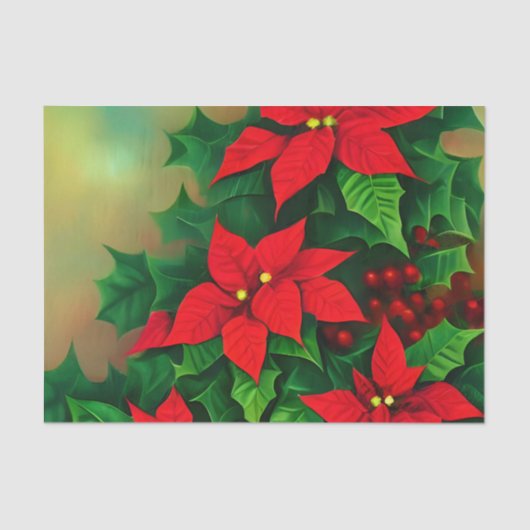 feestelijke kerstrode poinsettia bloemen tissuepapier (Voorkant)