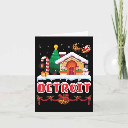Feestelijke kerstscène in Detroit Winter Wonderal Kaart (Voorkant)
