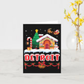 Feestelijke kerstscène in Detroit Winter Wonderal Kaart (Gele Bloem)