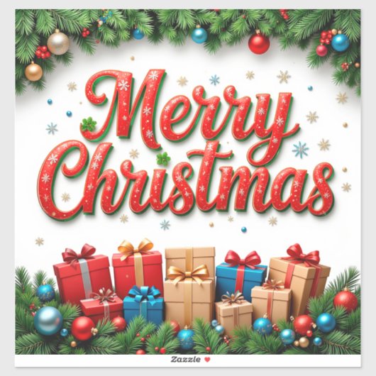 Feestelijke kerstscène met cadeaus sticker (Vel)