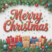 Feestelijke kerstscène met cadeaus sticker (Voorkant)