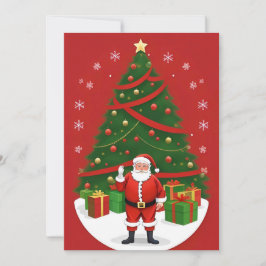 Feestelijke Kerstscène met de Kerstman Feestdagenkaart