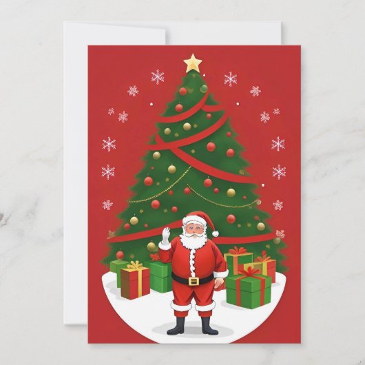 Feestelijke Kerstscène met de Kerstman Feestdagenkaart (Voorkant)