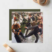 feestelijke  kerstschaatsen notitiekaartje (Voorkant / Achterkant in situ)