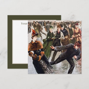 feestelijke  kerstschaatsen notitiekaartje