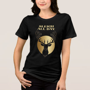 Feestelijke Kerstslee All Day Gouden Hert Tri-Blend Shirt