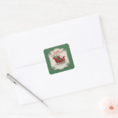Feestelijke kerstslee ride snacks vierkante sticker (Envelop)