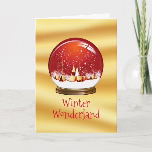 Feestelijke Kerstsneeuw Wereldbol Winter Wonderlan Feestdagen Kaart (Voorkant)