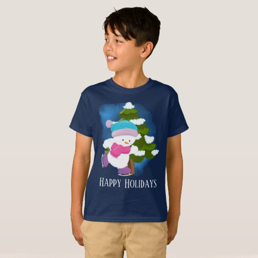 feestelijke kerstsneeuwfeestdag kind t-shirt (Voorkant volledig)