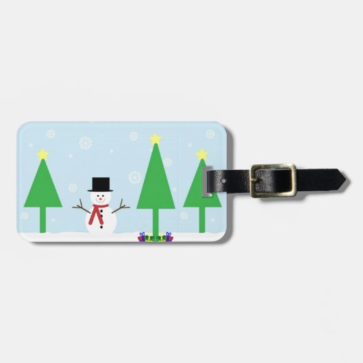 Feestelijke Kerstsneeuwman Bagagelabel (Voorkant horizontaal)